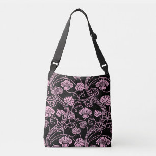Sac Ajustable Motif floral rétro rose sur fond noir
