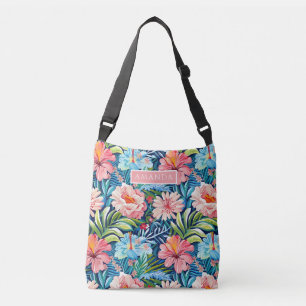 Sac Ajustable Motif floral tropical coloré mignon Nom personnali