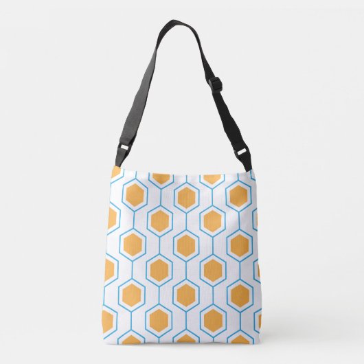 Sac Ajustable Motif géométrique Hexagon abstrait en bleu orange (Dos)