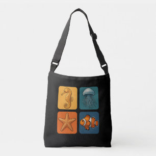 Sac Ajustable Motif mignon de la vie marine - Hippocampe, Méduse