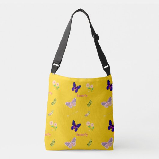 Sac Ajustable Motif papillon sur jaune (Devant)