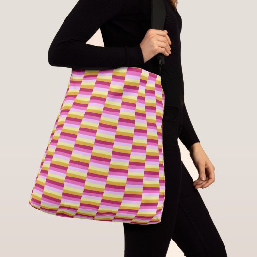 Sac Ajustable Motif rayé rose jaune orange (De près)