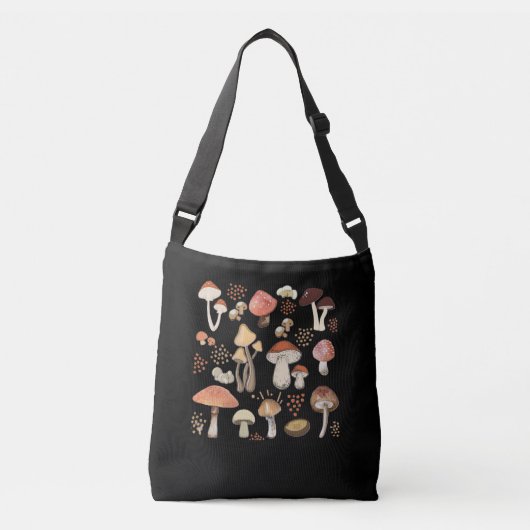 Sac Ajustable Mushrooms Antique Botanical Nature Love Champignon (Devant)