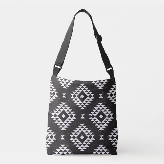 Sac Ajustable Navajo Géométrique : Tribal Blanc Noir. (Devant)