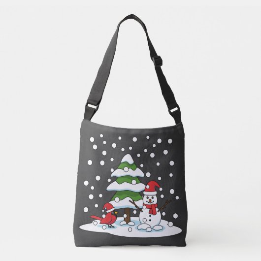 Sac Ajustable Neige tombant sur Cardinal, Snowman et Pine Tree (Devant)