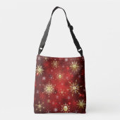 Sac Ajustable Noël Golden Snowflakes sur Arrière - plan rouge (Dos)