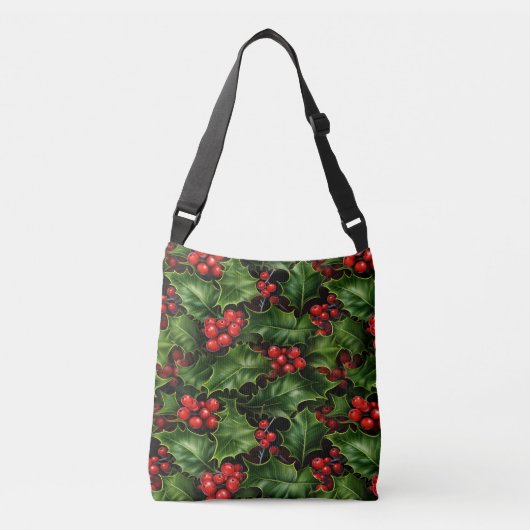 Sac Ajustable Noël Holly Feuilles Et Red Berries Motif (Devant)