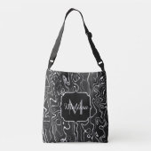 Sac Ajustable Noir blanc gris damas tourbillons abstraits Monogr (Dos)