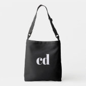 Sac Ajustable Noir blanc initiales monogramme moderne (Dos)