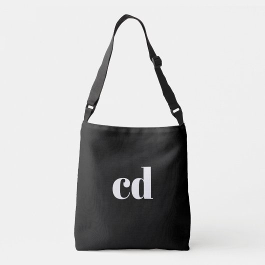 Sac Ajustable Noir blanc initiales monogramme moderne (Dos)