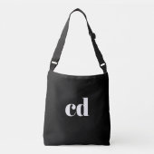 Sac Ajustable Noir blanc initiales monogramme moderne (Devant)
