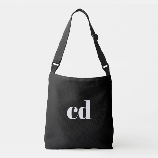 Sac Ajustable Noir blanc initiales monogramme moderne (Devant)