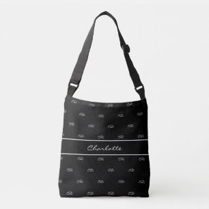Sac Ajustable Noir blanc monogramme initiales motif nom script