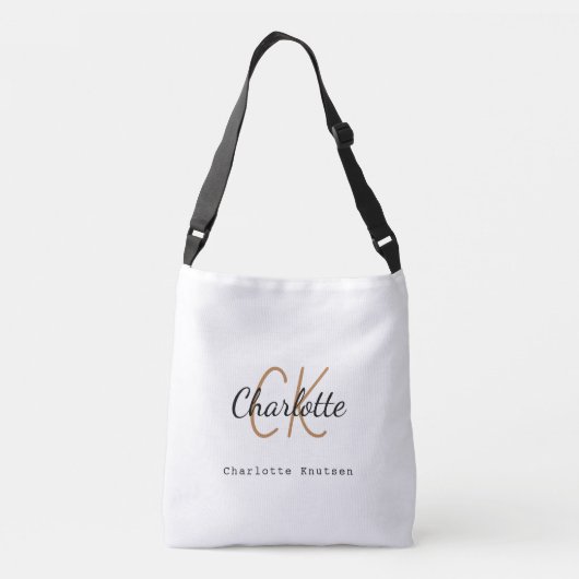 Sac Ajustable Noir blanc nom monogramme initiales (Dos)