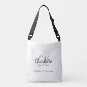 Sac Ajustable Noir blanc nom monogramme initiales (Devant)