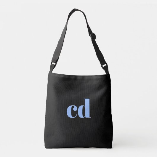 Sac Ajustable Noir bleu monogramme initiales élégant moderne (Dos)