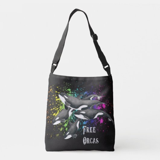 Sac Ajustable Noir d'éclaboussure d'aquarelle de baleines (Dos)