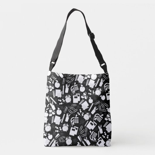 Sac Ajustable noir et blanc Fournitures scolaires Motif (Dos)