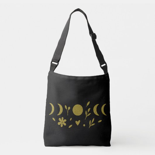 Sac Ajustable Noir et doré floral bohème (Devant)