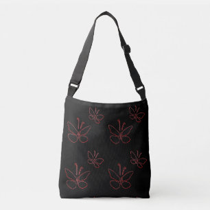 Sac Ajustable noir rose de papillons d'ensemble