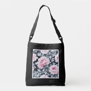 Sac Ajustable noir & rose élégant Floral moderne