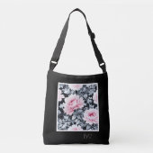 Sac Ajustable noir & rose élégant Floral moderne (Devant)