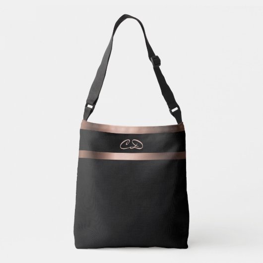 Sac Ajustable Noir rose or monogramme initiales élégant (Dos)