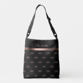 Sac Ajustable Noir rose or monogramme initiales nom du motif (Dos)