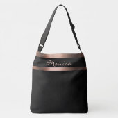 Sac Ajustable Noir rose or monogramme simple élégant (Dos)