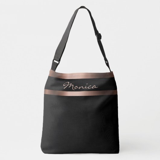 Sac Ajustable Noir rose or monogramme simple élégant (Dos)