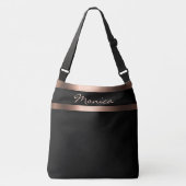Sac Ajustable Noir rose or monogramme simple élégant (Devant)