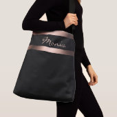 Sac Ajustable Noir rose or monogramme simple élégant (De près)