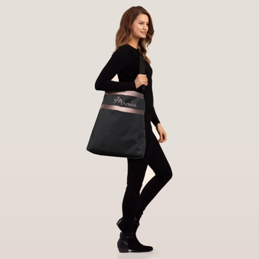 Sac Ajustable Noir rose or monogramme simple élégant (Sur le modèle)
