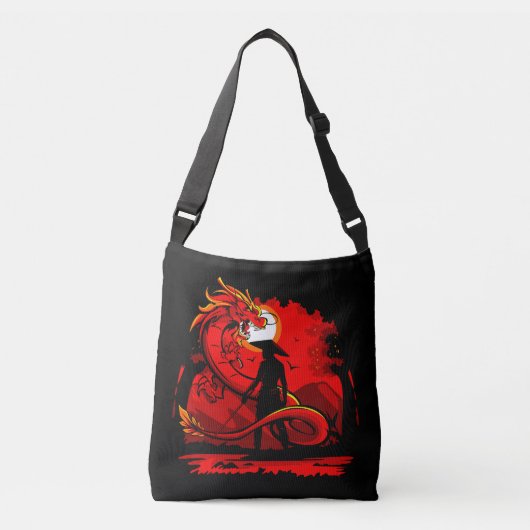 Sac Ajustable Noir Samurai Dragon Rouge Style japonais | (Devant)