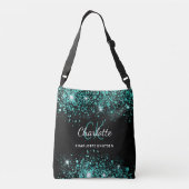 Sac Ajustable Noir turquoise vert parties scintillant monogramme (Dos)