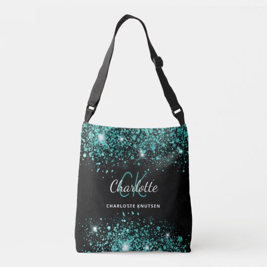 Sac Ajustable Noir turquoise vert parties scintillant monogramme (Dos)