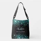 Sac Ajustable Noir turquoise vert parties scintillant monogramme (Devant)