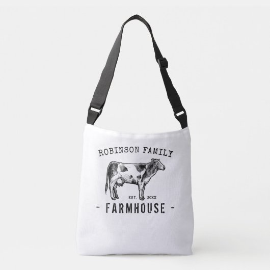 Sac Ajustable Nom de famille Farmhouse Rustique Lait Vache (Devant)