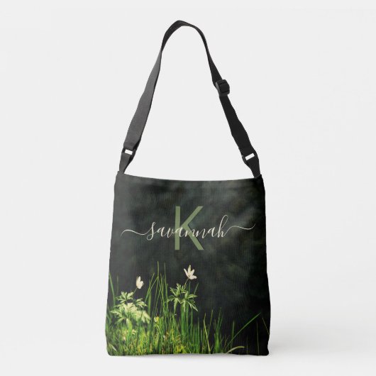 Sac Ajustable Nom de monogramme noir fleur sauvage (Dos)