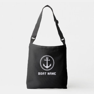 Sac Ajustable Nom du bateau Ancre marine Noir Blanc Blanc