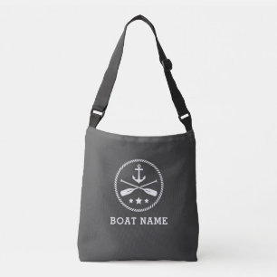 Sac Ajustable Nom du bateau Ancre nautique Oars corde Stars Gris