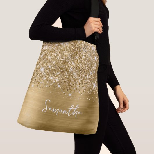 Sac Ajustable Nom du glamour doré Glittery (De près)