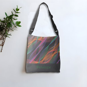 Sac Ajustable Nom gris élégant coloré ondulé