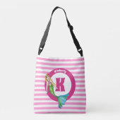 Sac Ajustable Nom Monogramme Belle Sirène Pink Stripes (Dos)