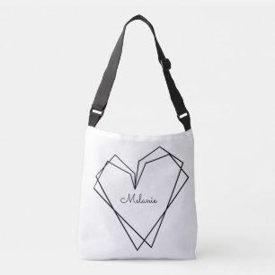 Sac Ajustable Nom monogrammé d'art de ligne de cœur simple minim