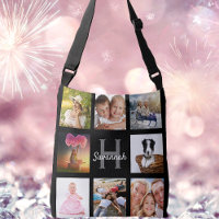 Nom monogramme de collage photo personnalisé noir