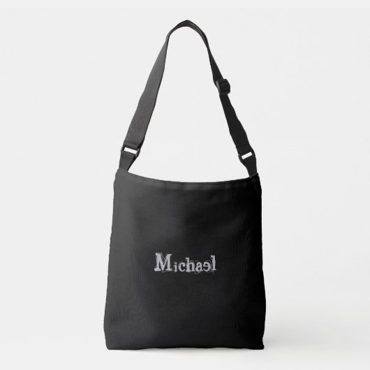 Sac Ajustable Nom monogramme moderne minimaliste noir blanc (Devant)