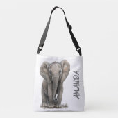 Sac Ajustable Nom personnalisé Eléphant Aquarelle Cute (Dos)