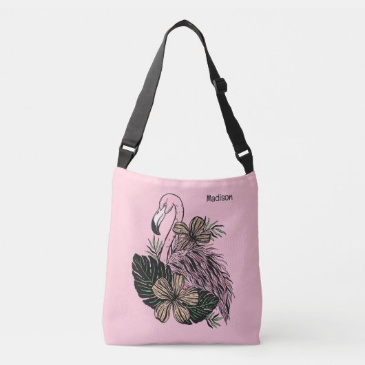 Sac Ajustable Nom personnalisé et couleur Flamant rose rose (Devant)