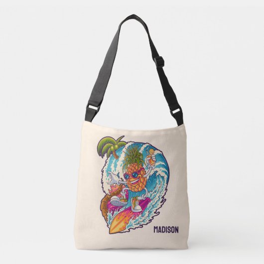 Sac Ajustable Nom personnalisé Surfing Pineapple (Devant)